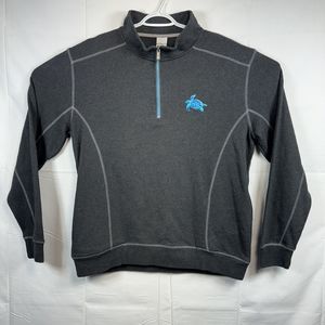 Crazy Shirts 1/4 Zip Pullover Sweater Men XL heather blk Turtle Logo embroidery